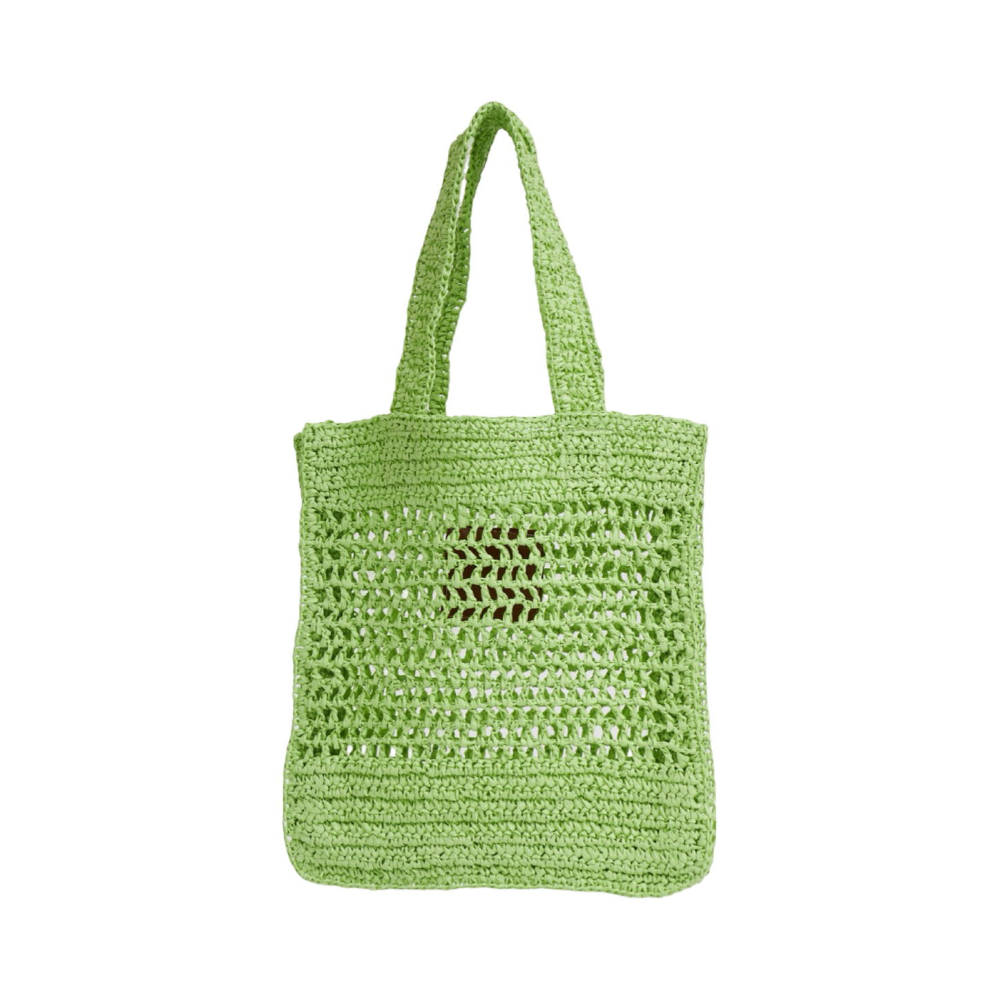 Straw Tote Bag - Lime Green