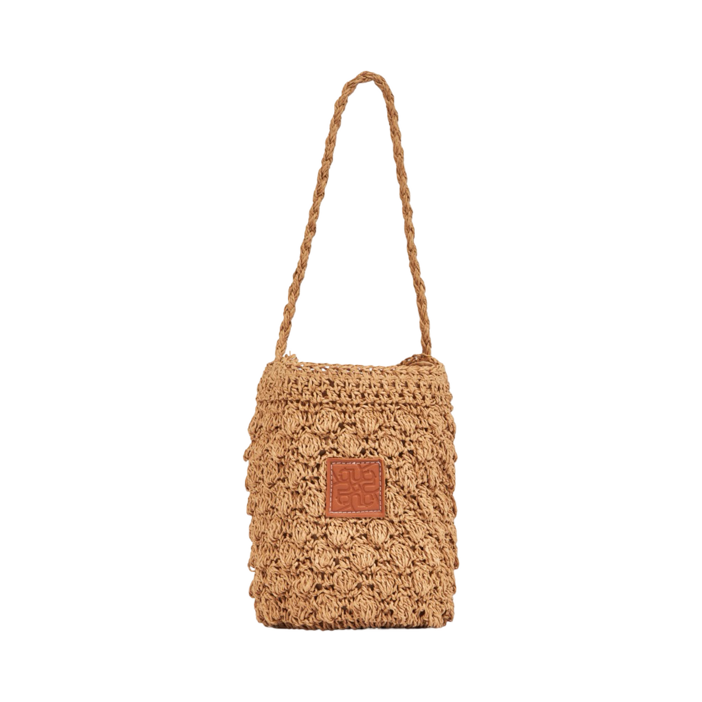 Straw Shoulder Bag - Brown