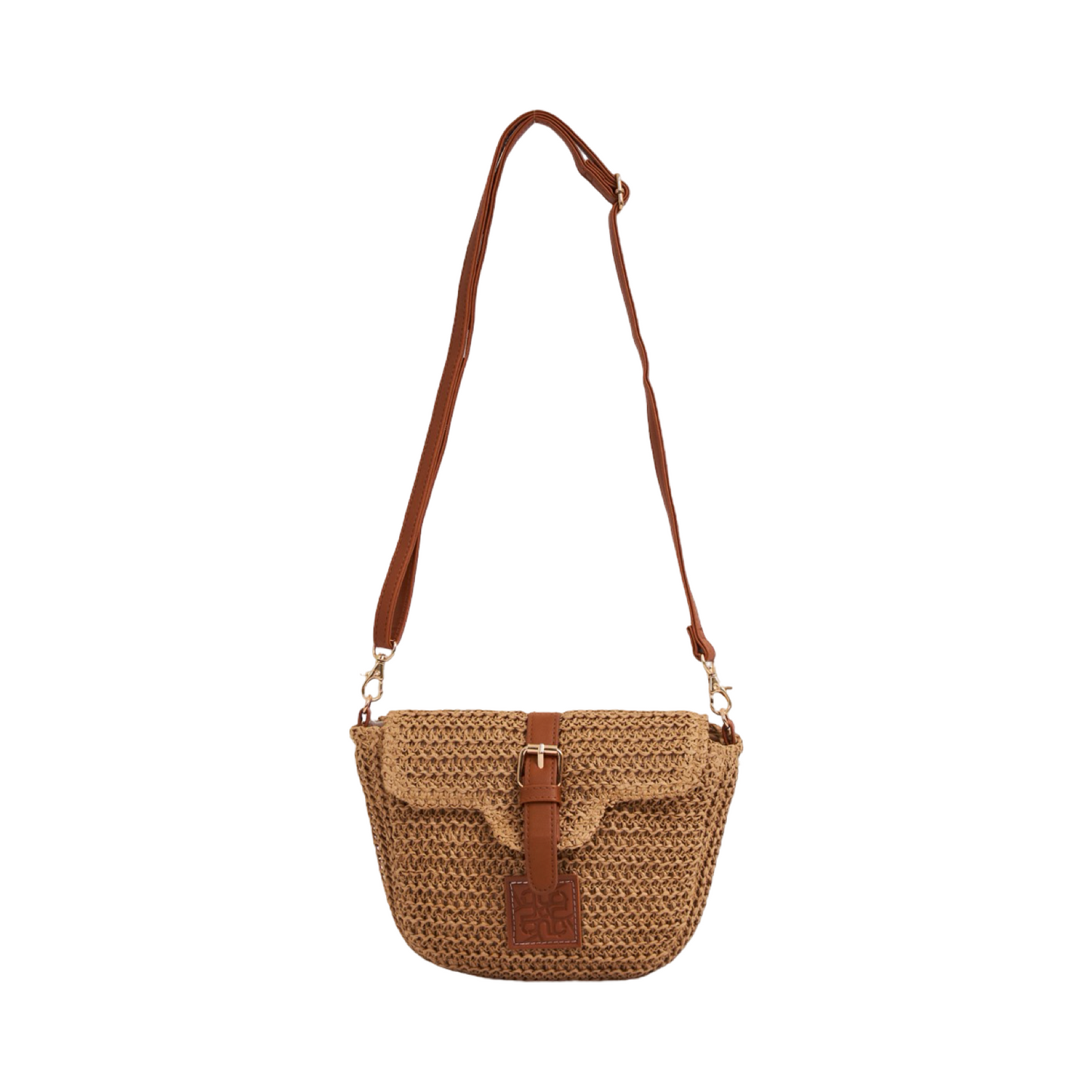 Straw Crossbody Bag - Brown
