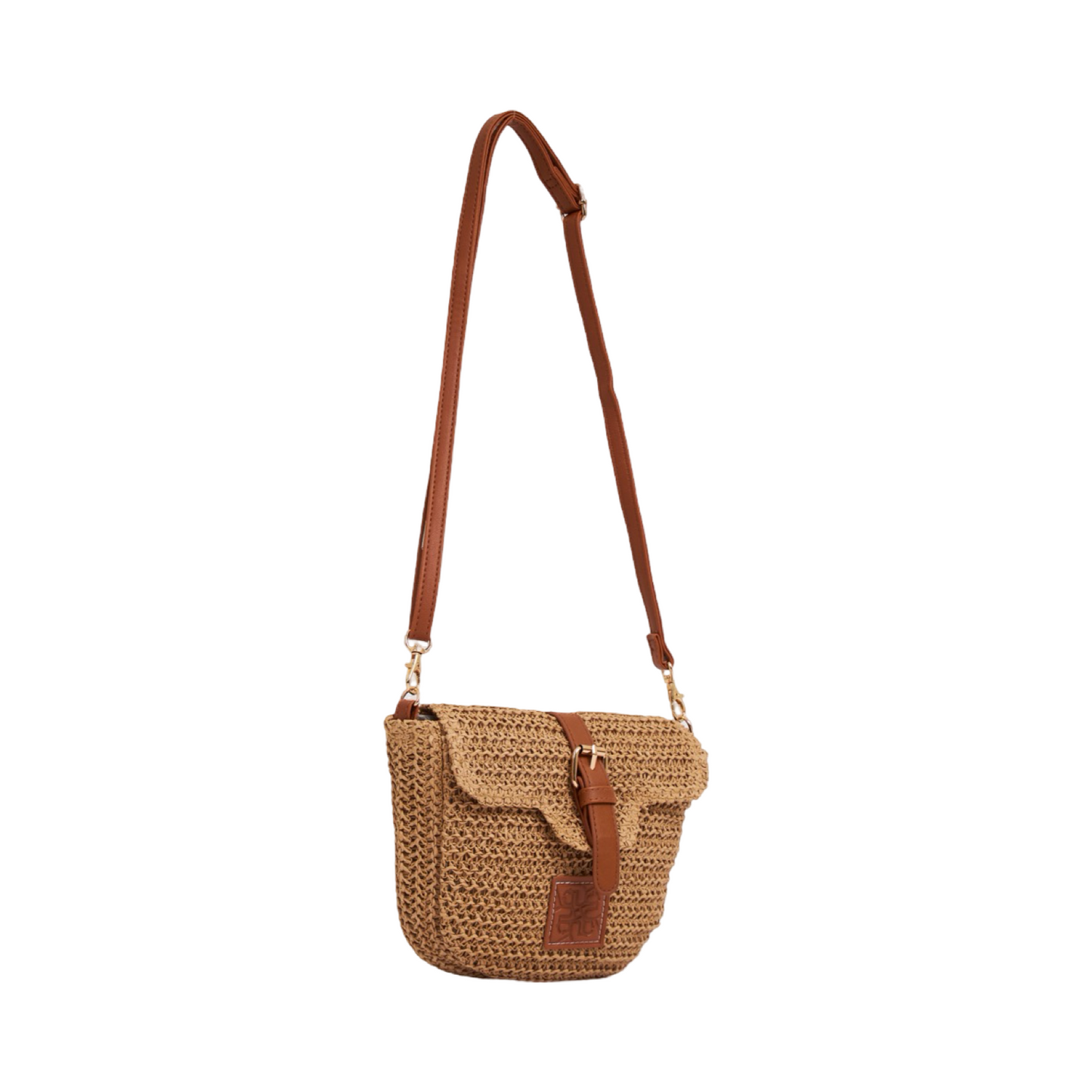 Straw Crossbody Bag - Brown