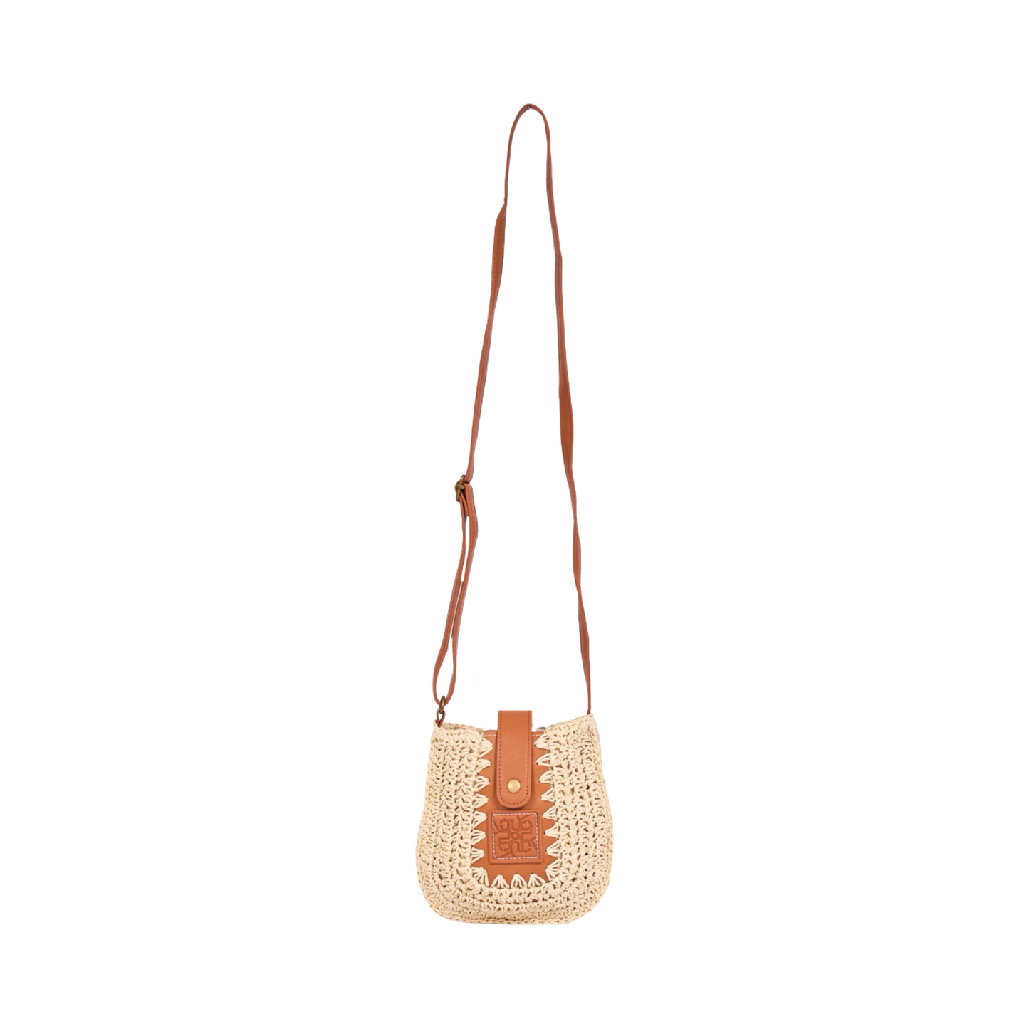 Straw Crossbody Phone Bag - Beige