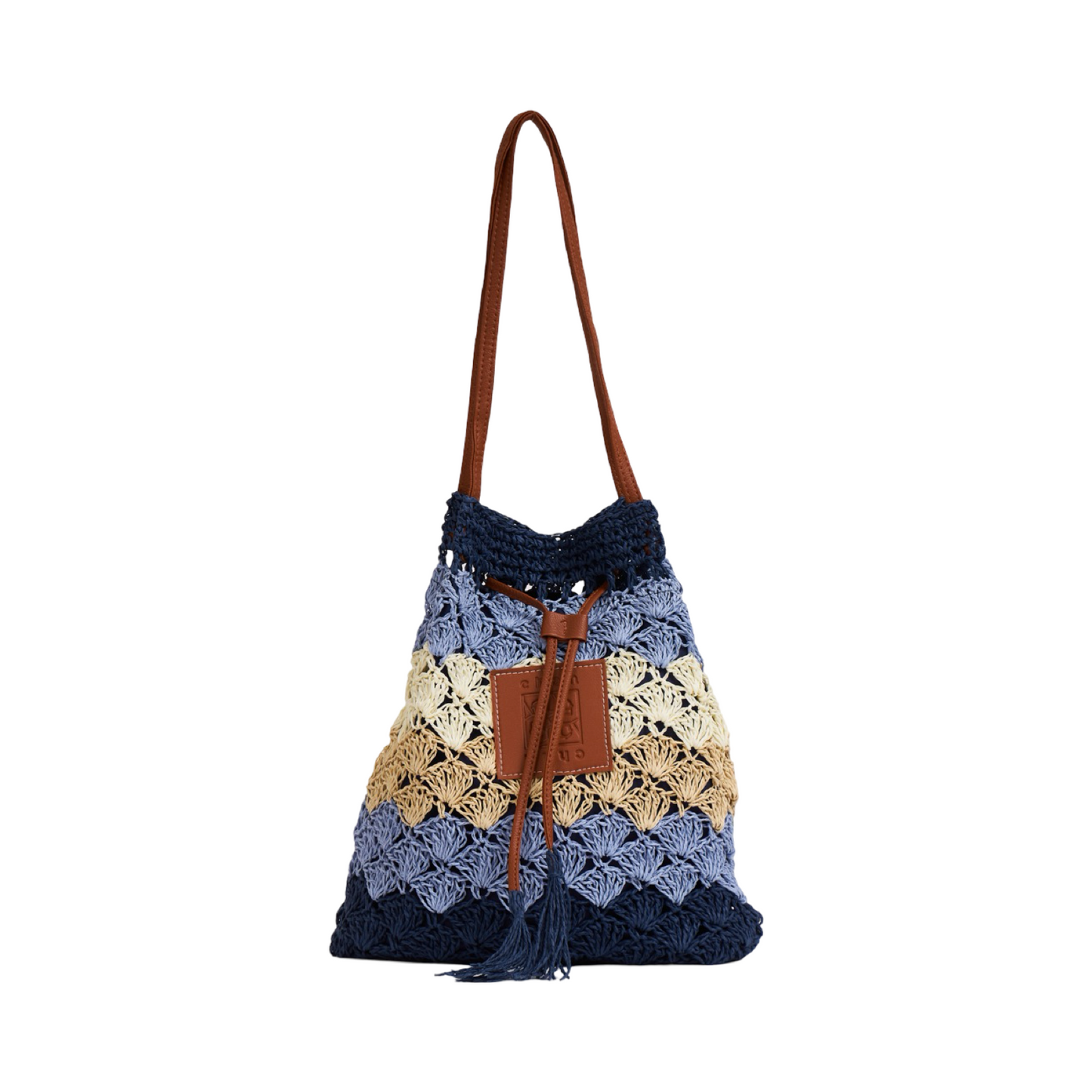 Straw Bucket Bag - Blue