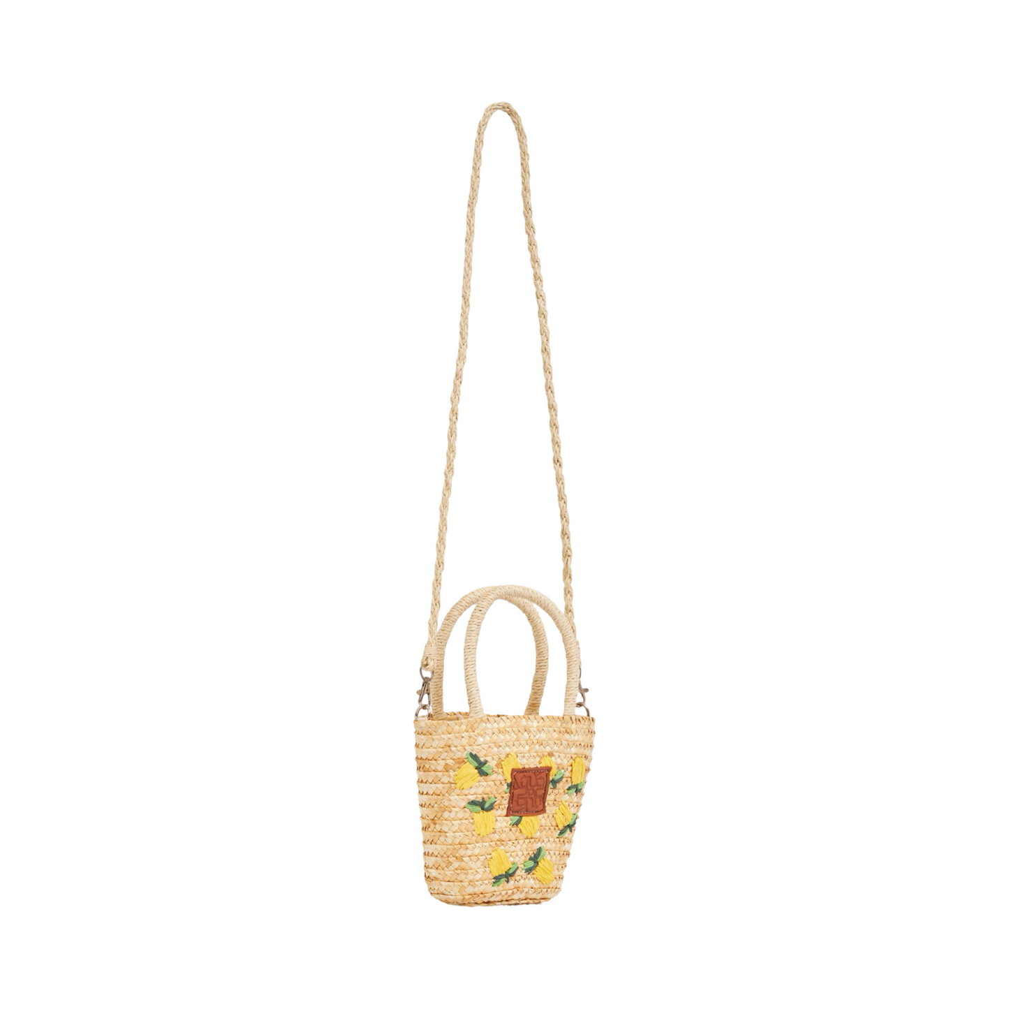 Floral Straw Crossbody Bag - Yellow