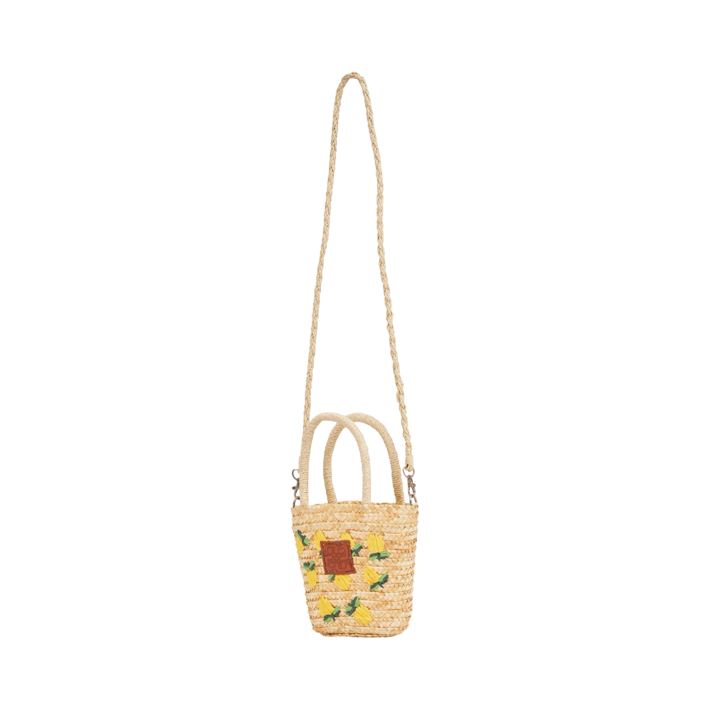 Floral Straw Crossbody Bag - Yellow