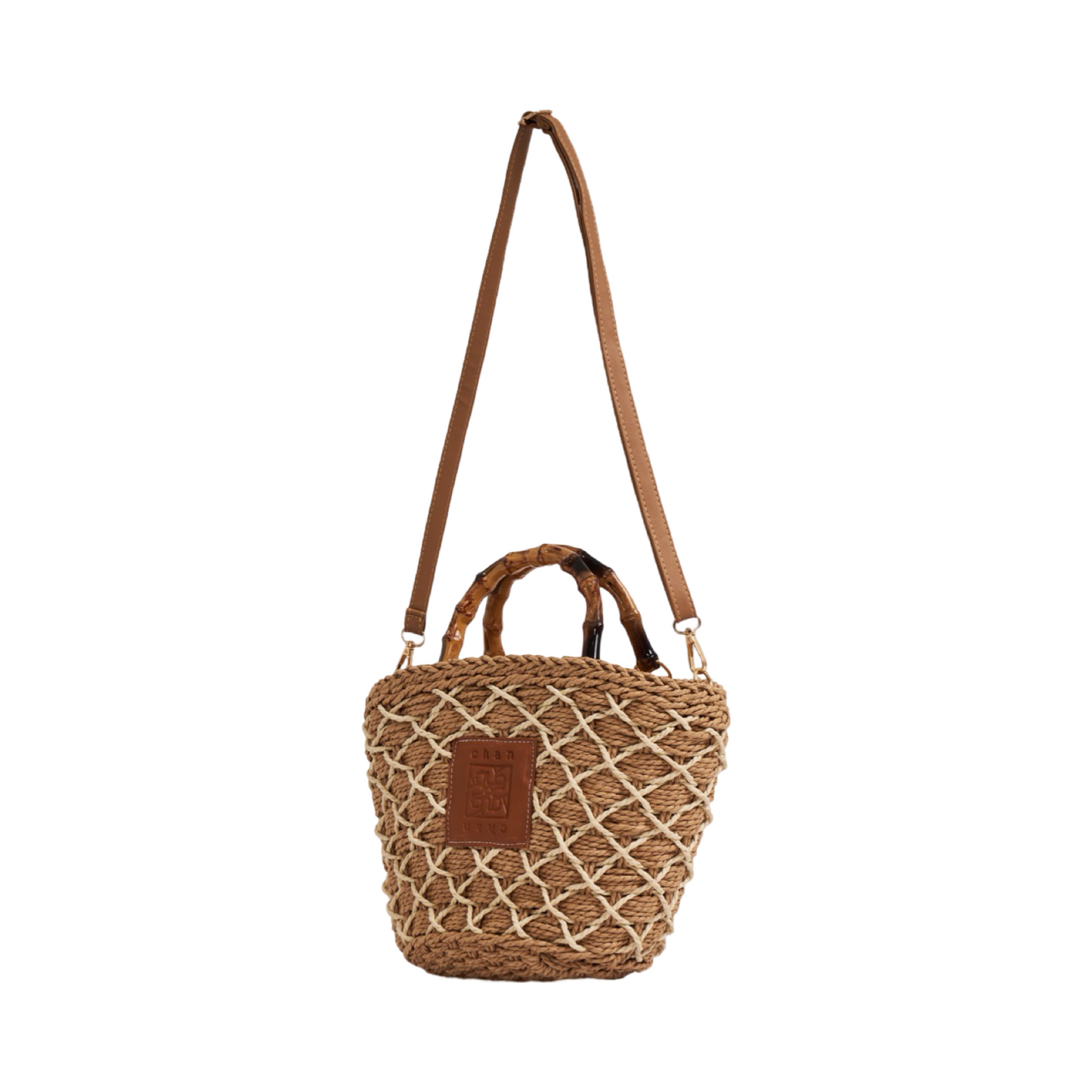 Everyday Earth – Straw Bag With Wood Handle – Brown