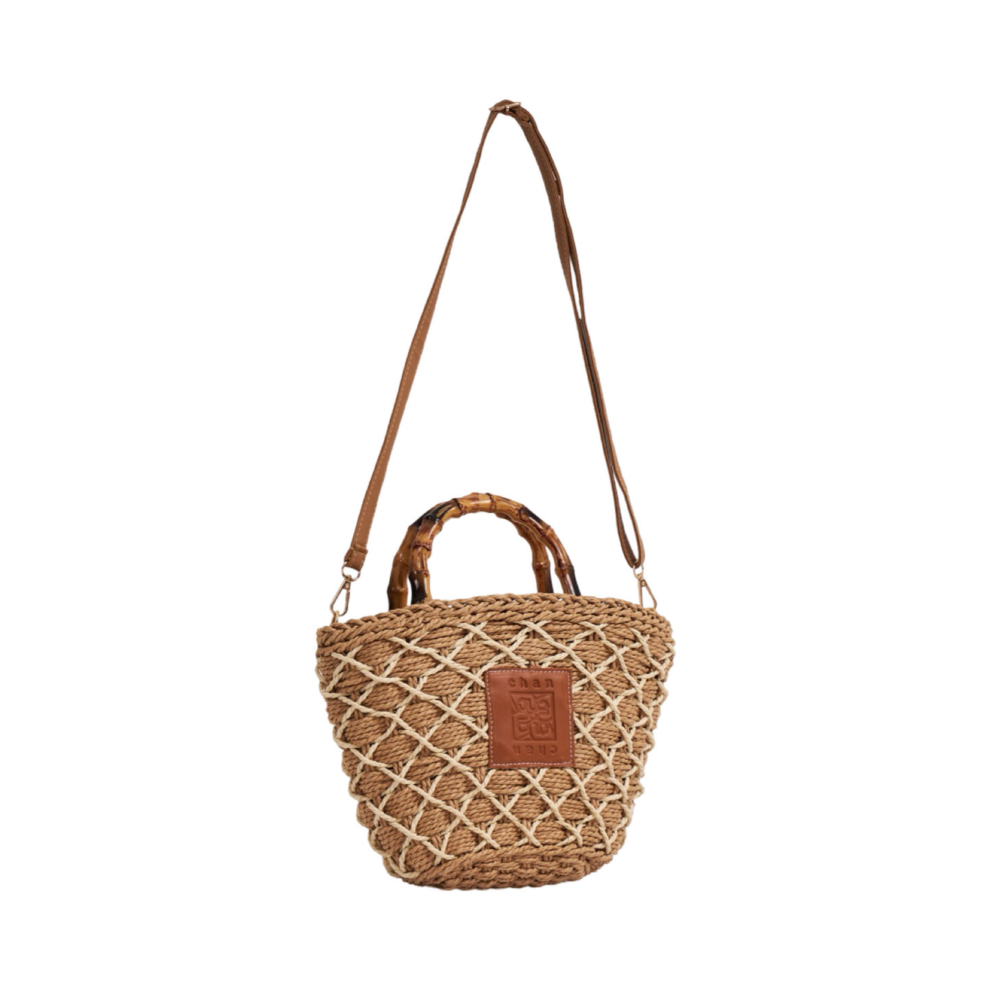 Everyday Earth – Straw Bag With Wood Handle – Brown