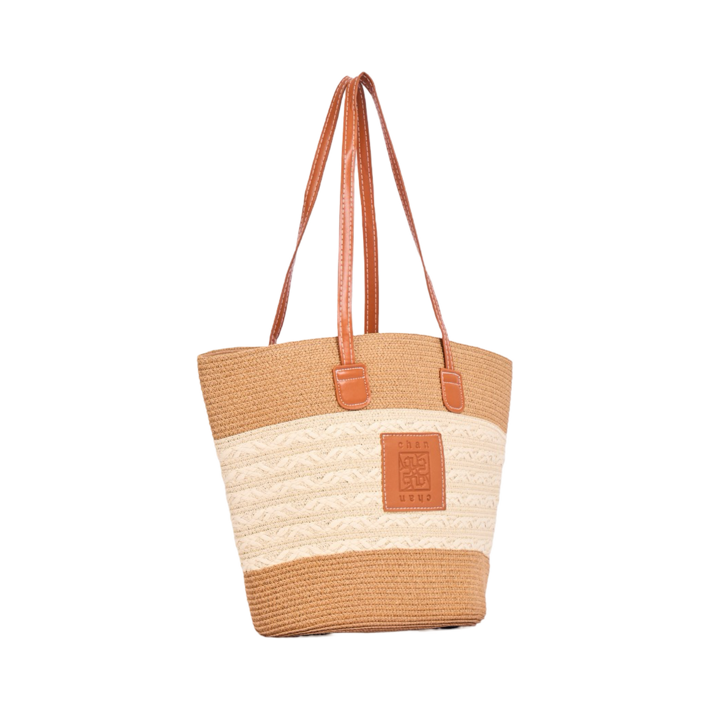 Stripe Tote Bag - Brown White