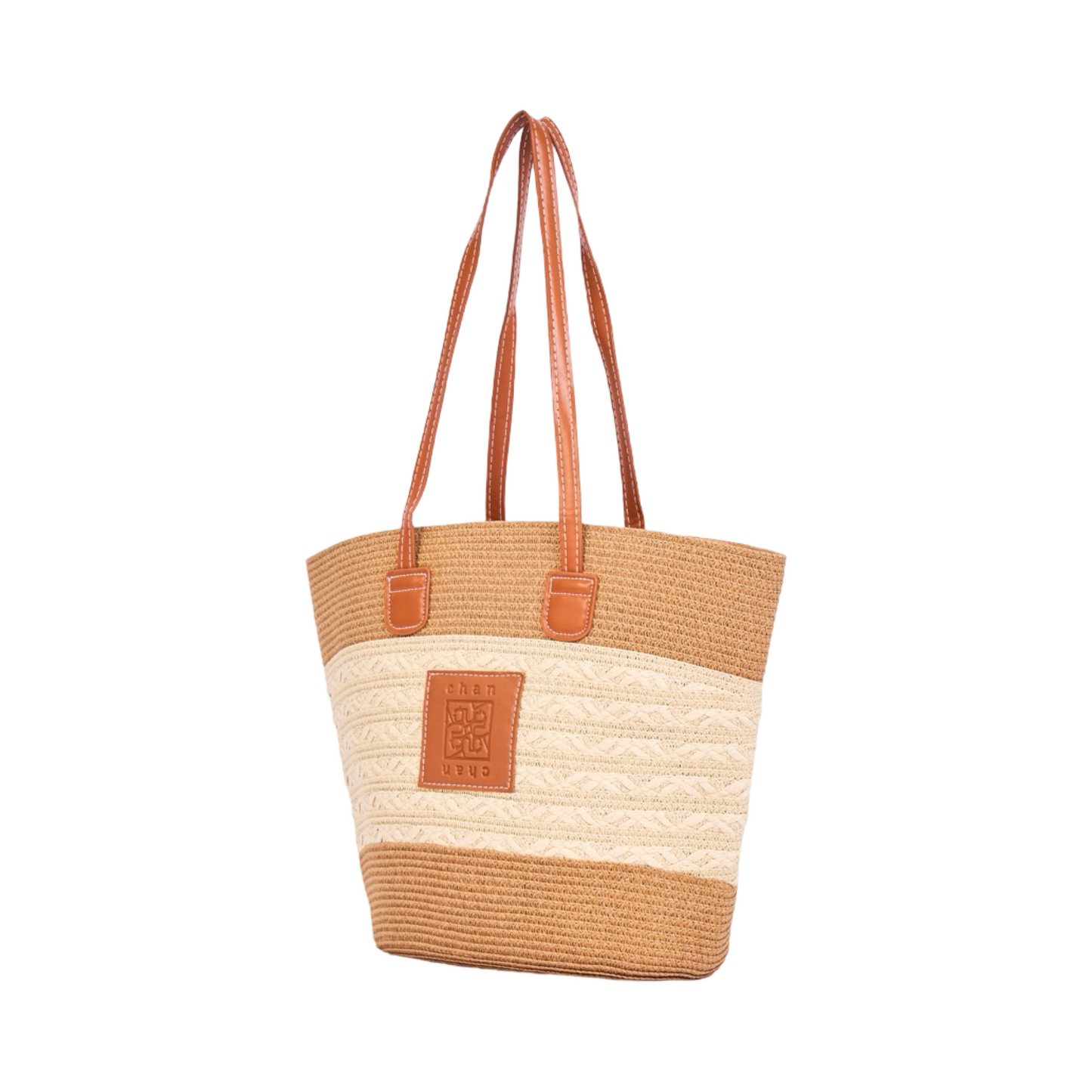 Stripe Tote Bag - Brown White