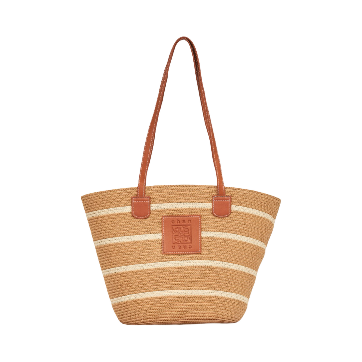 Stripe Tote Bag - Brown White