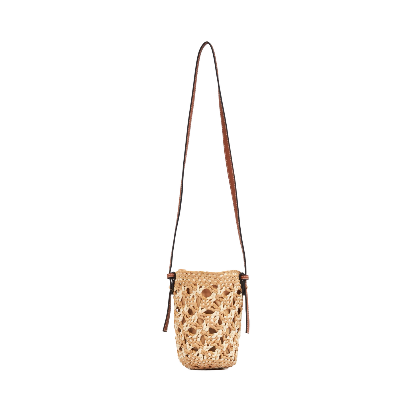 Straw Mini Crossbody Bag - Brown