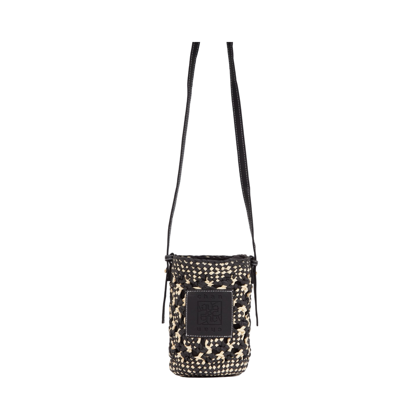 Straw Mini Crossbody Bag - Black