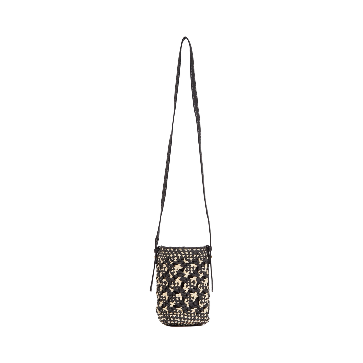 Straw Mini Crossbody Bag - Black