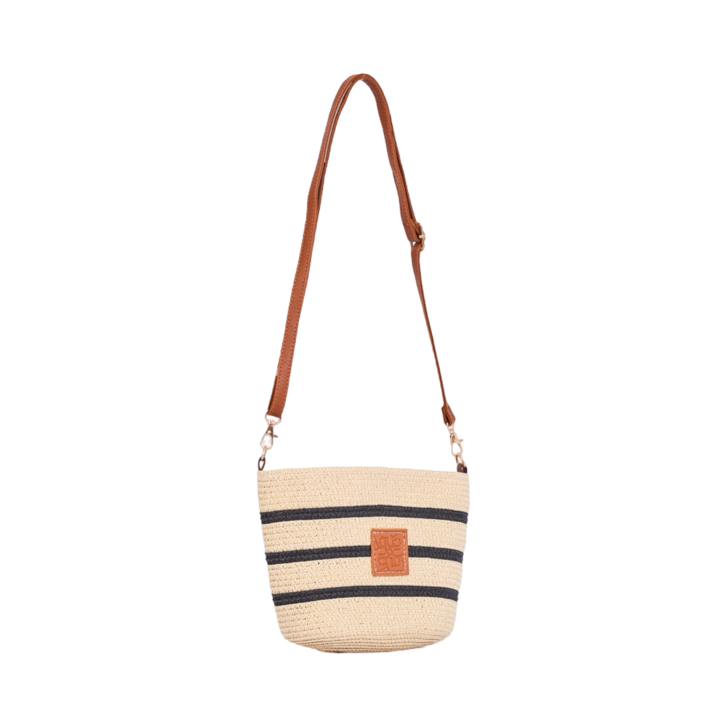 Mini Strip Tote Bag - Beige Black