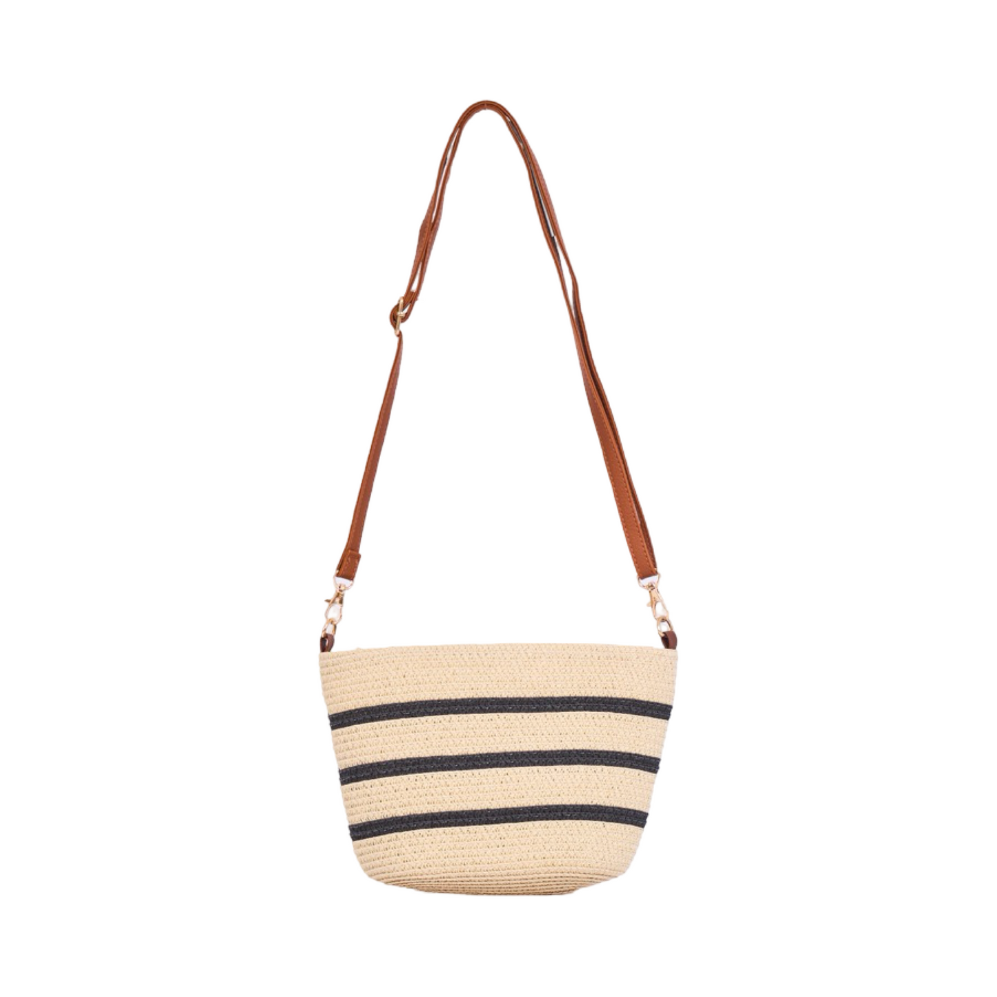 Mini Strip Tote Bag - Beige Black