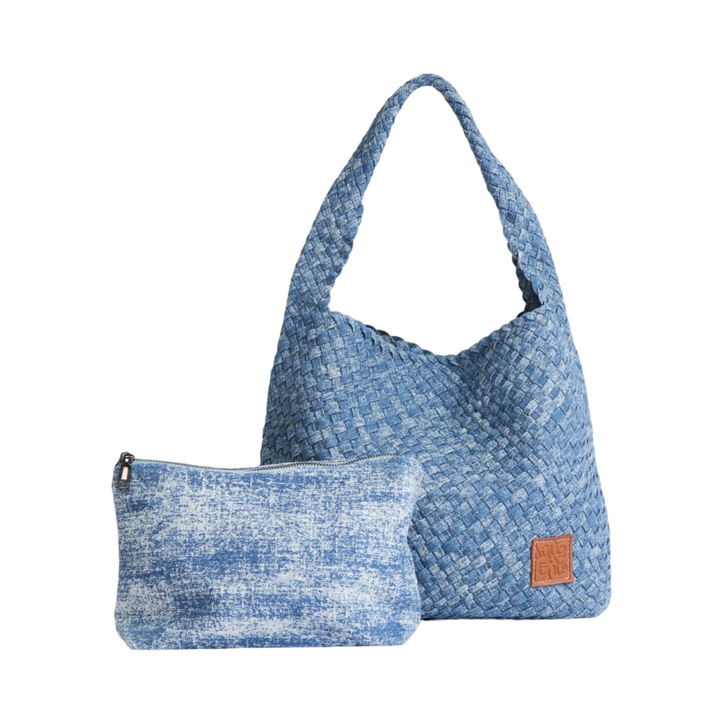 Midnight Weave – Denim Crossbody Bag L – Light Stonewash