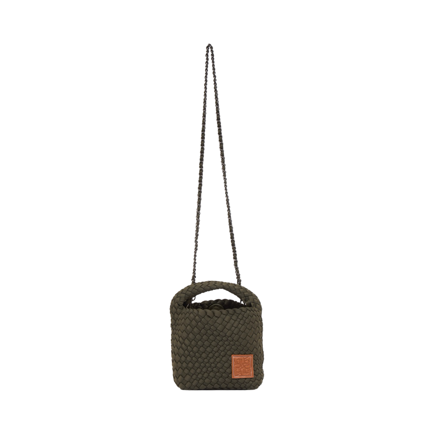 Woven Satin Crossbody Bag - Dark Olive