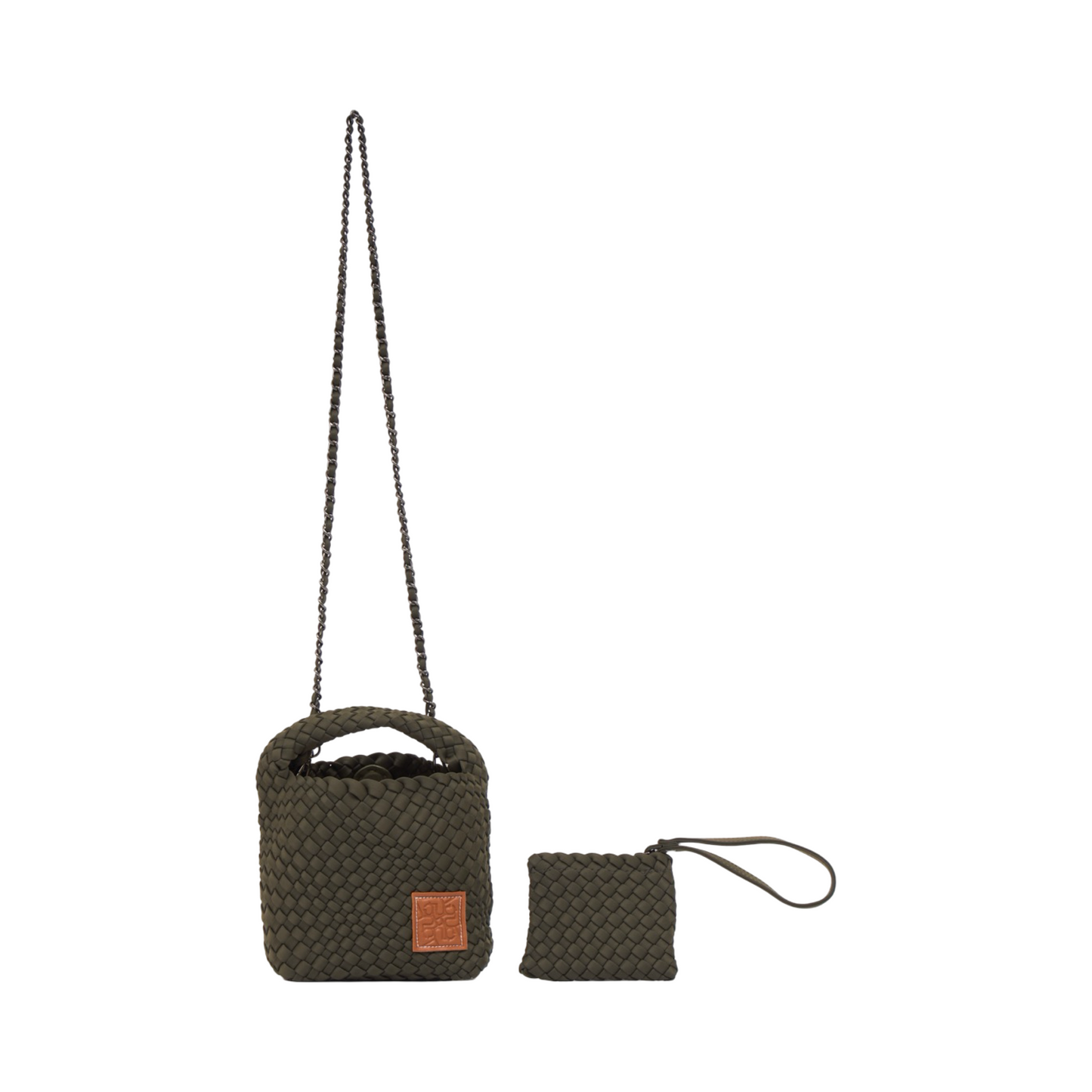 Woven Satin Crossbody Bag - Dark Olive