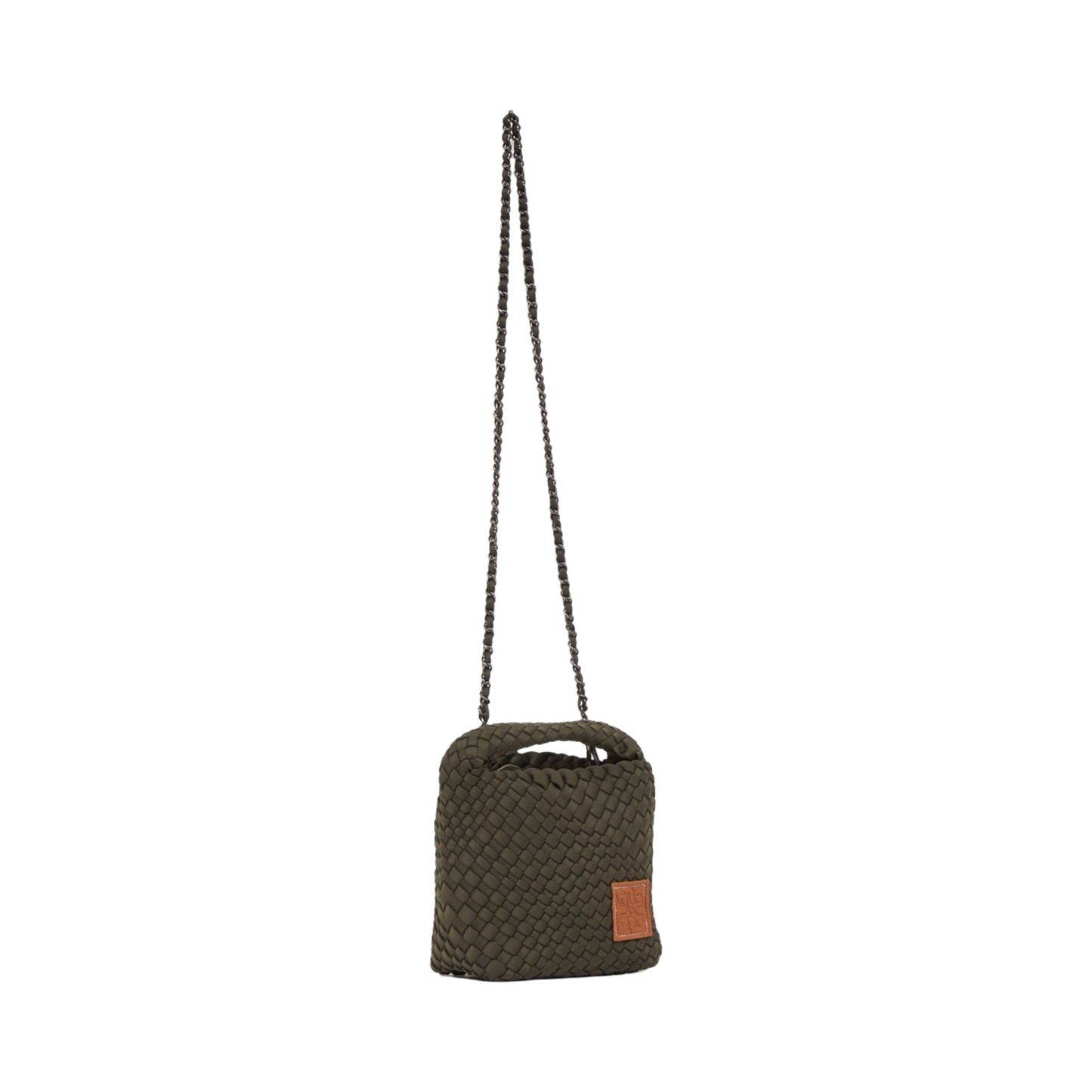 Woven Satin Crossbody Bag - Dark Olive