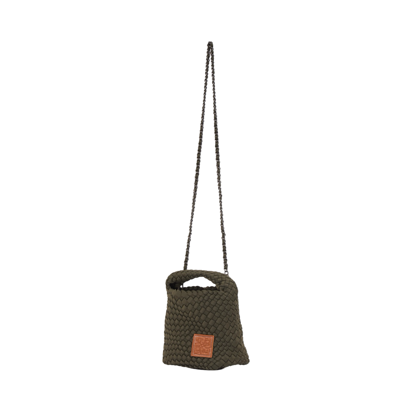 Woven Satin Crossbody Bag - Dark Olive