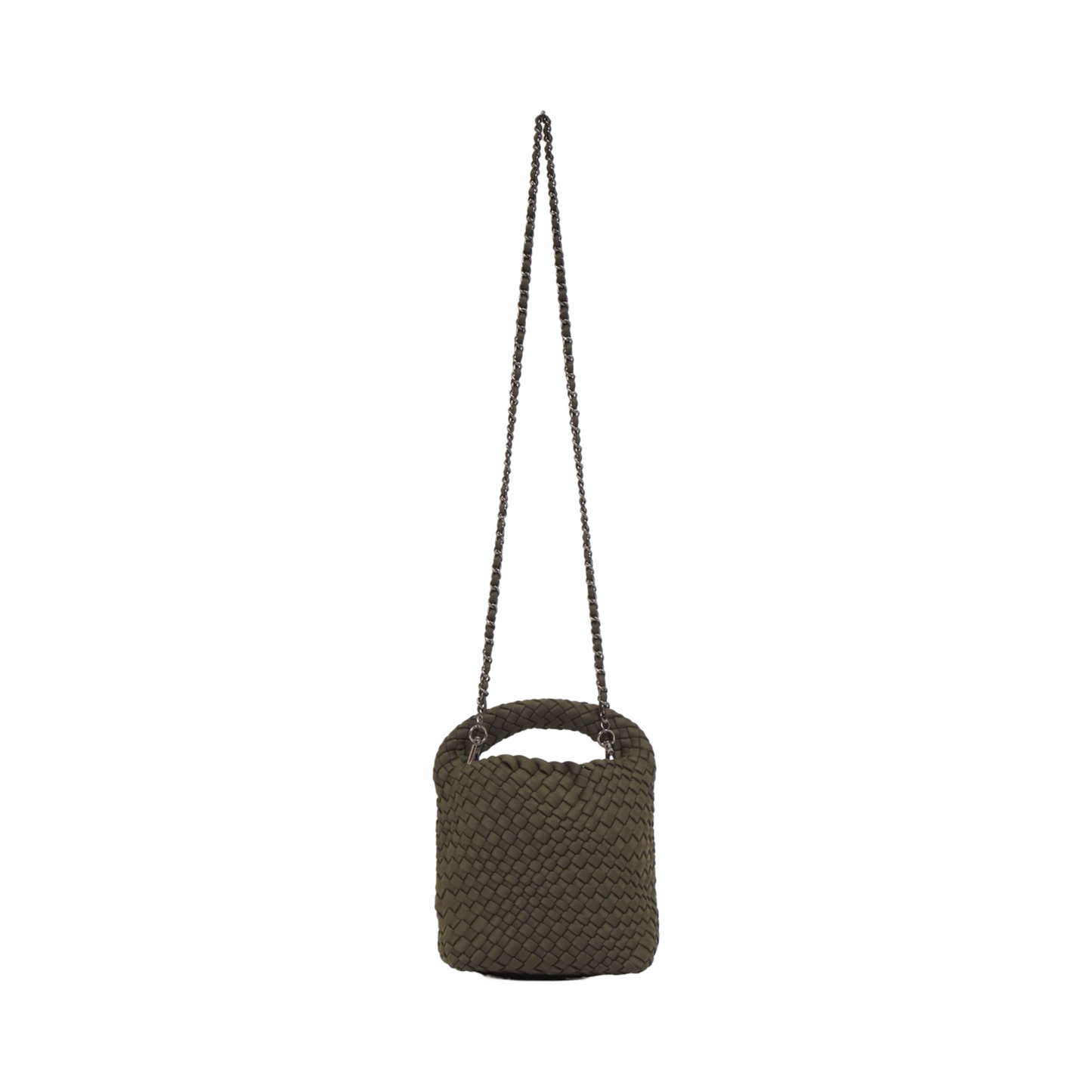 Woven Satin Crossbody Bag - Dark Olive