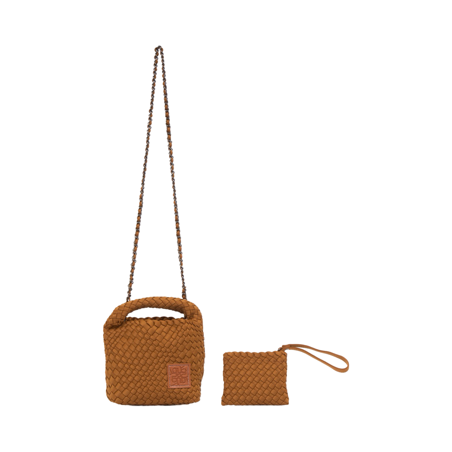 Woven Satin Crossbody Bag - Sand