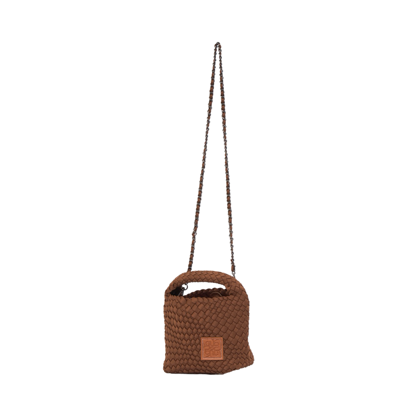Woven Satin Crossbody Bag - Brown