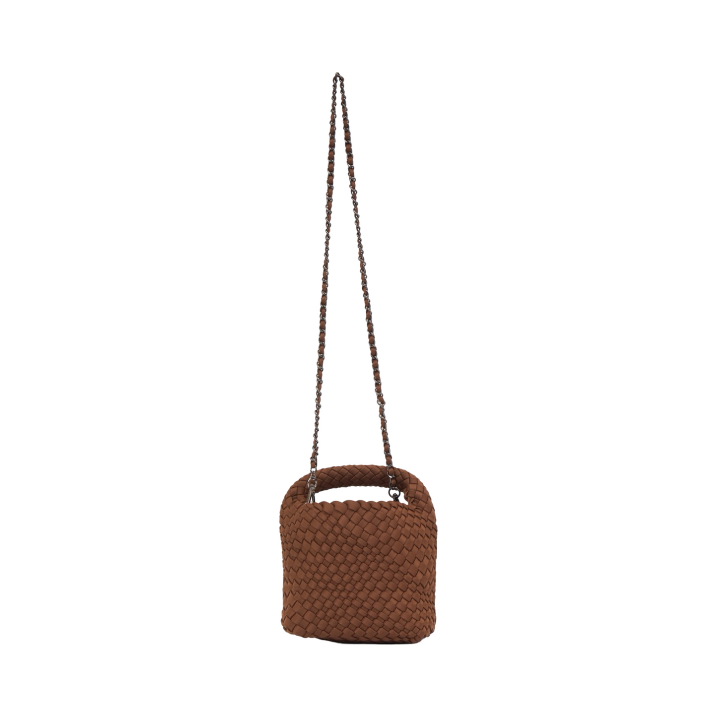 Woven Satin Crossbody Bag - Brown