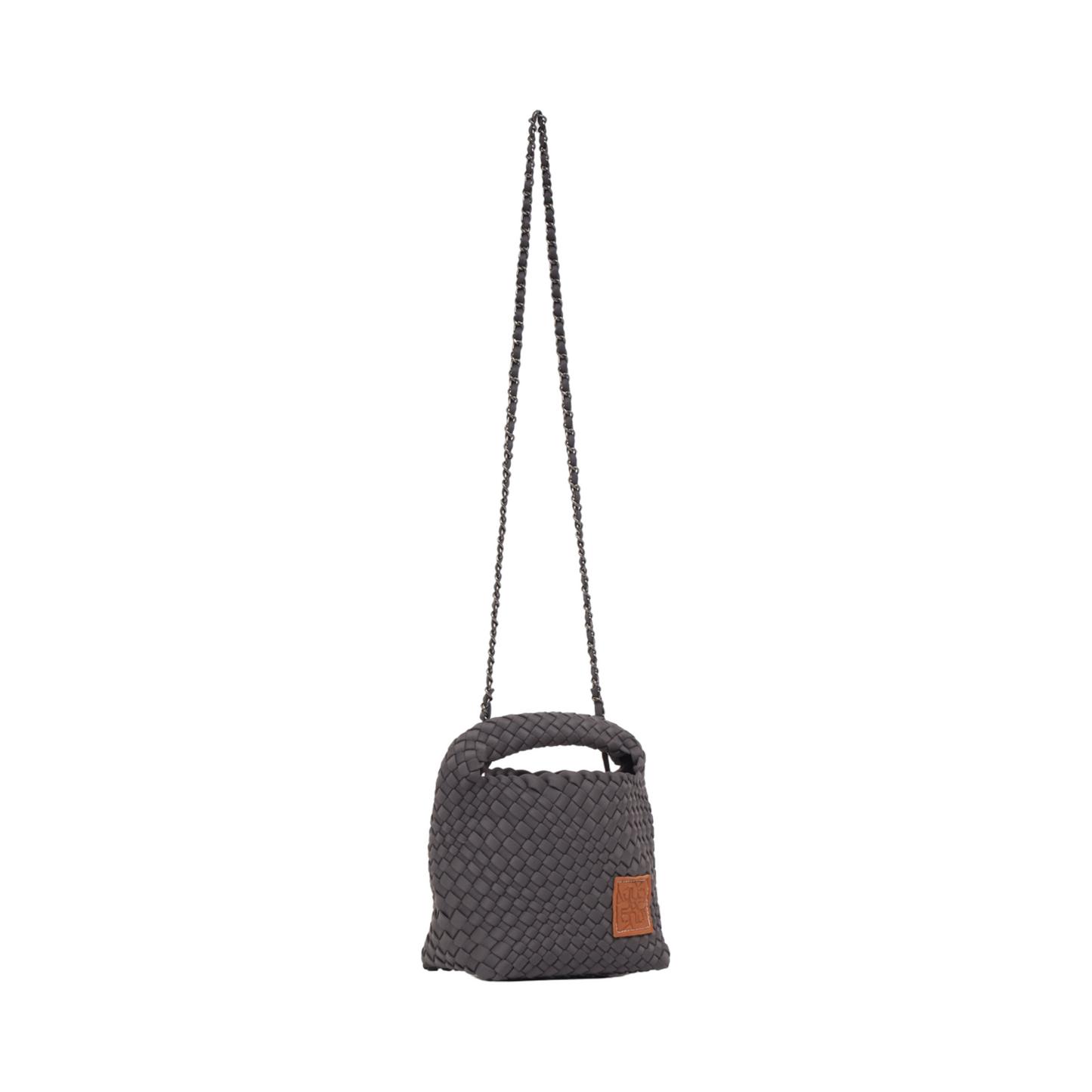 Woven Satin Crossbody Bag - Grey