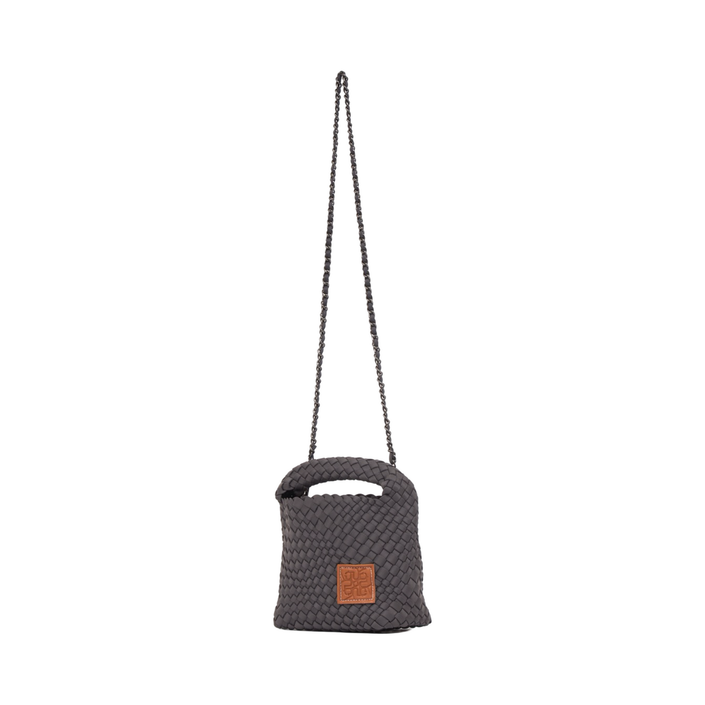 Woven Satin Crossbody Bag - Grey