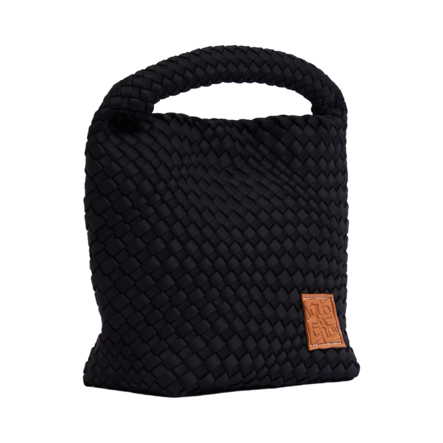 Woven Satin Tote Bag M - Black