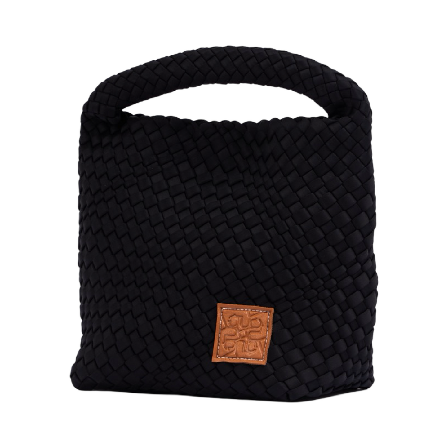 Woven Satin Tote Bag M - Black
