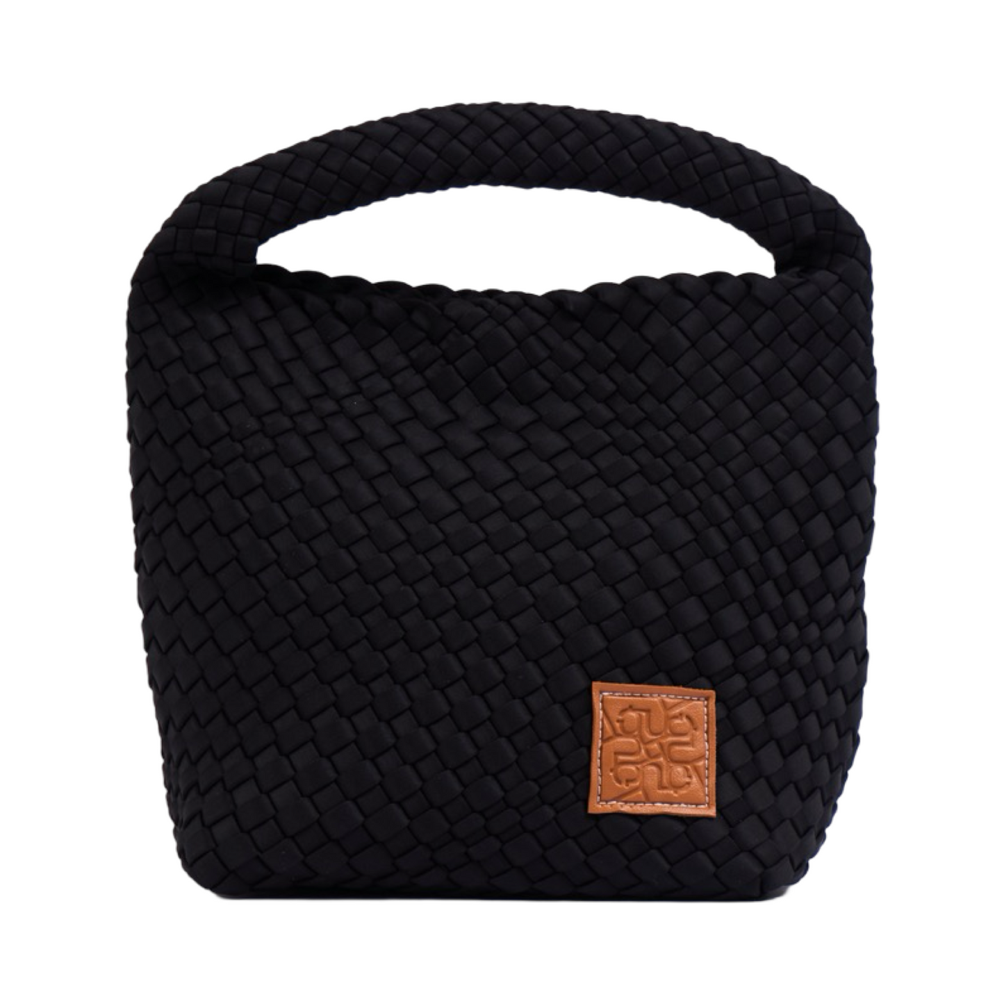 Woven Satin Tote Bag M - Black