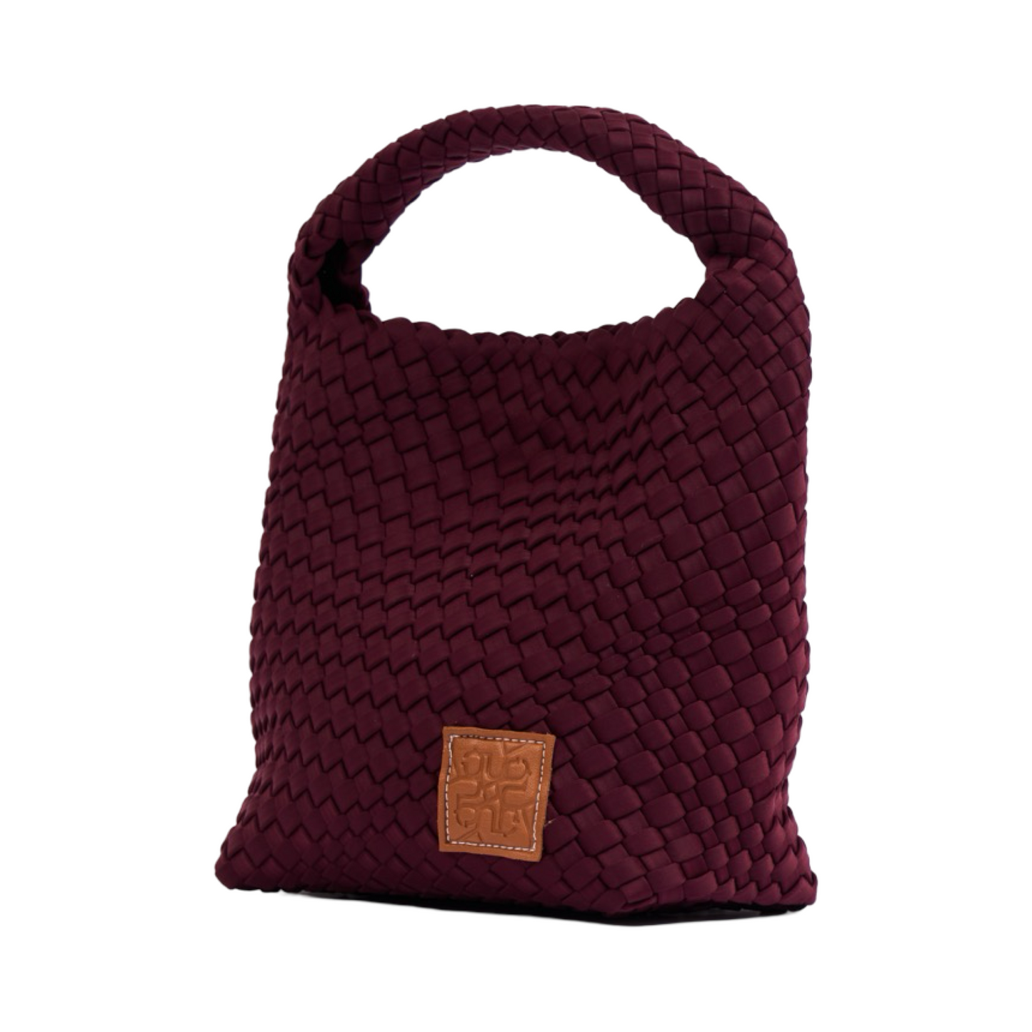 Woven Satin Tote Bag M - Burgundy