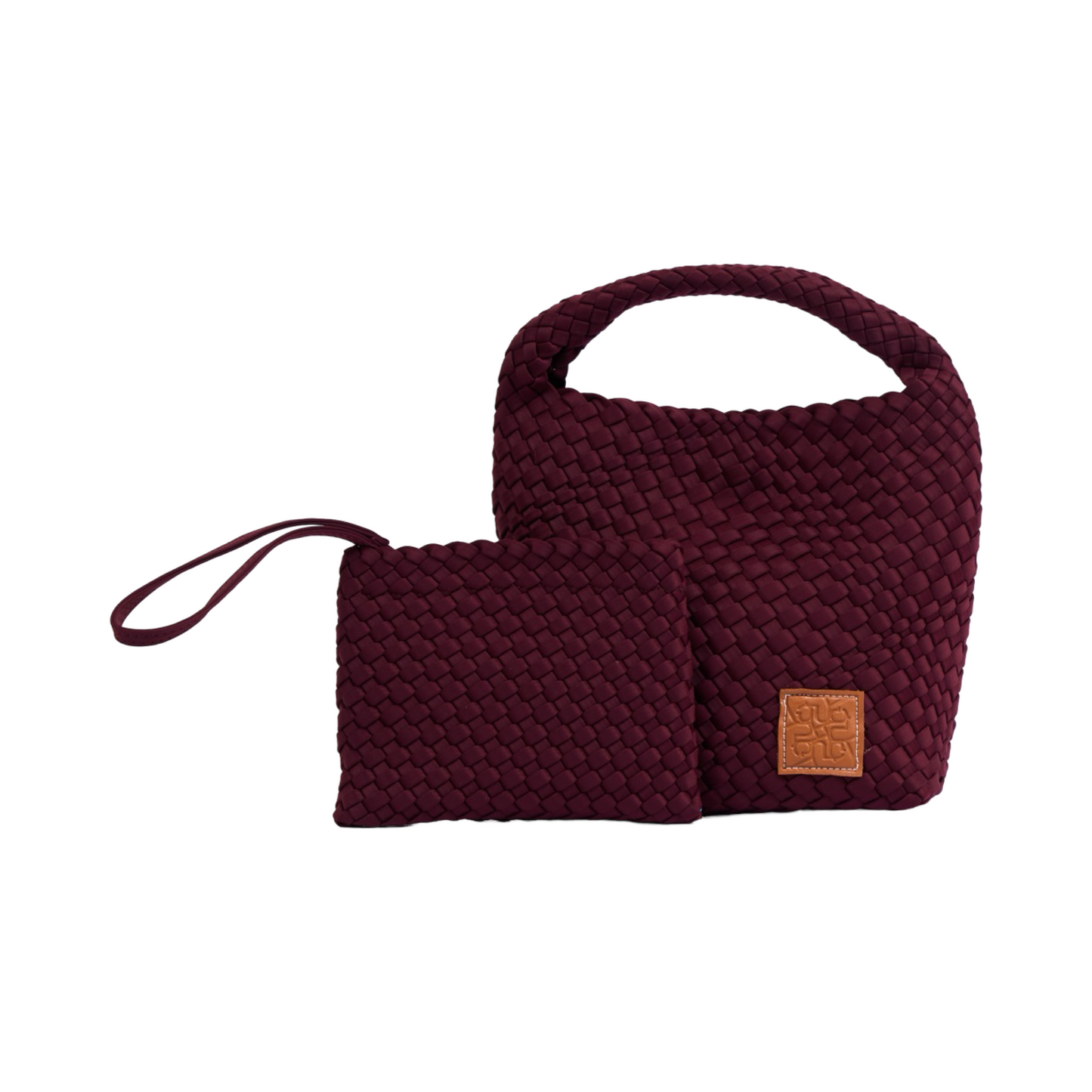 Woven Satin Tote Bag M - Burgundy