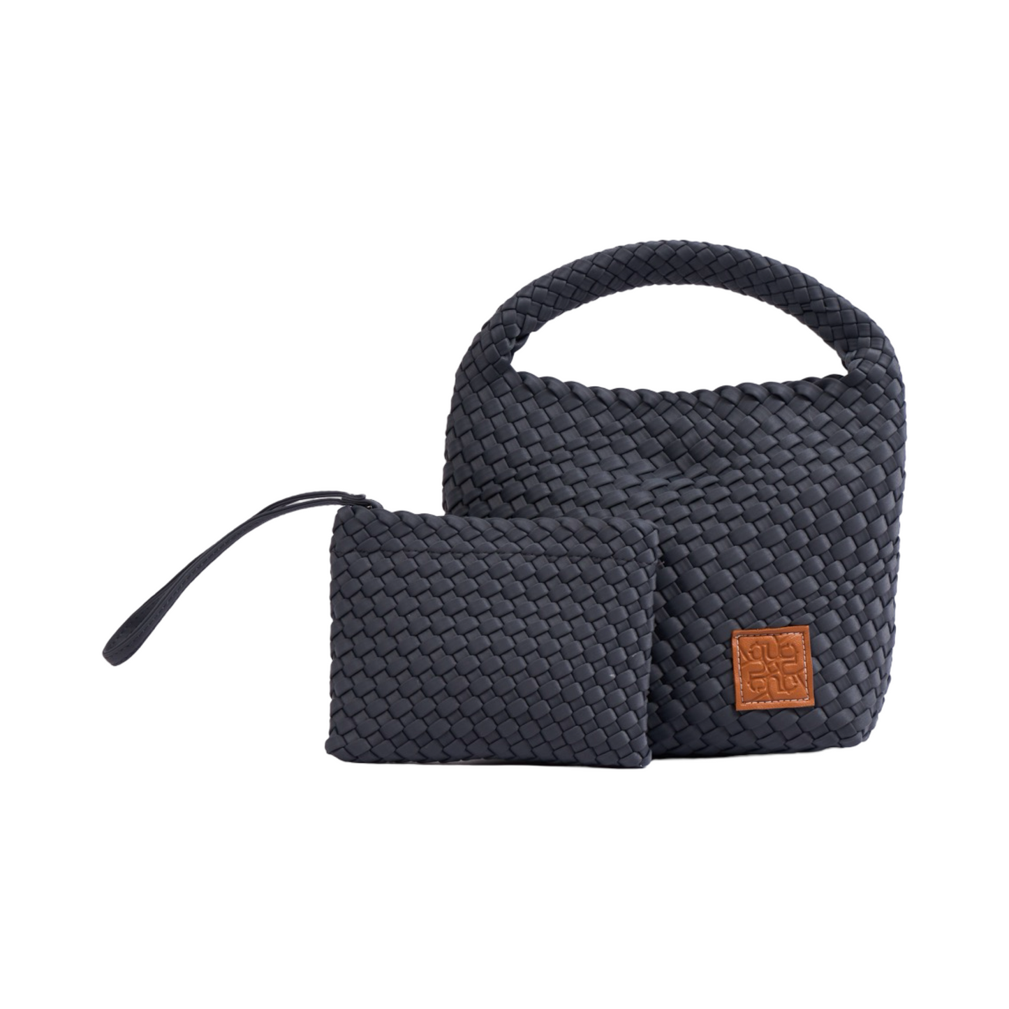 Woven Satin Tote Bag M - Grey