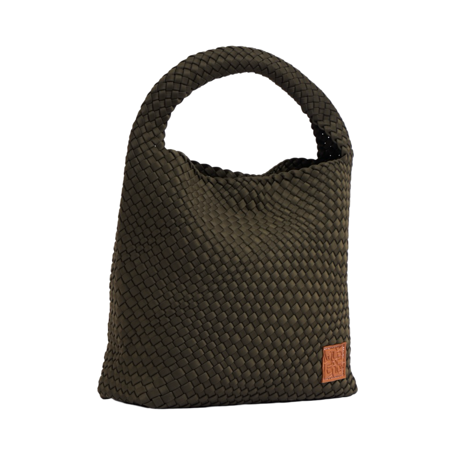 Woven Satin Tote Bag L - Dark Olive