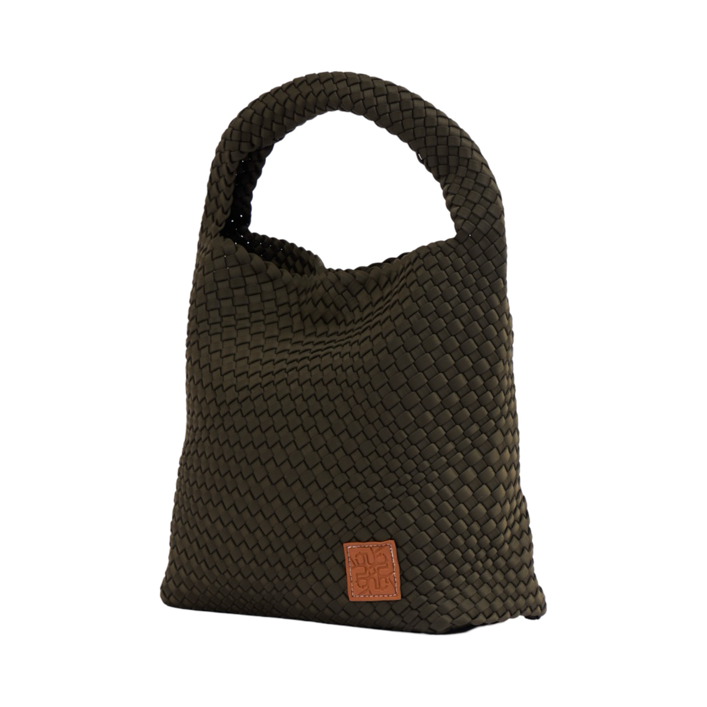 Woven Satin Tote Bag L - Dark Olive