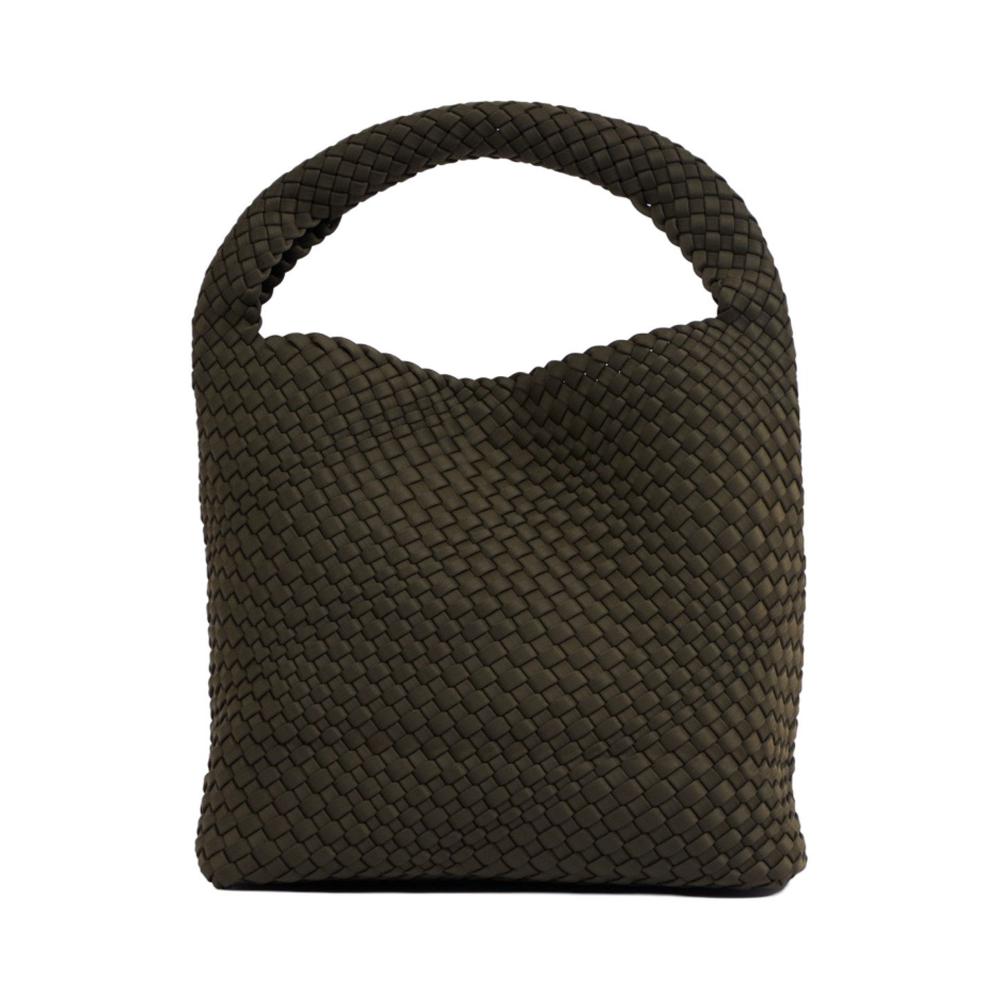 Woven Satin Tote Bag L - Dark Olive