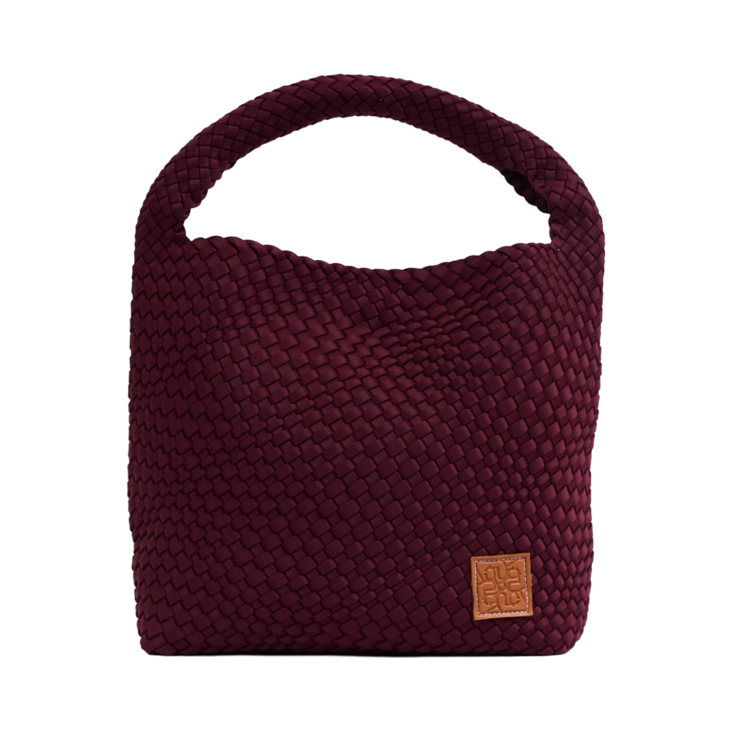 Woven Satin Tote Bag L - Burgundy