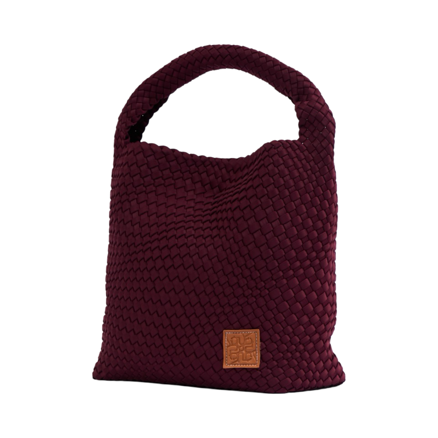 Woven Satin Tote Bag L - Burgundy