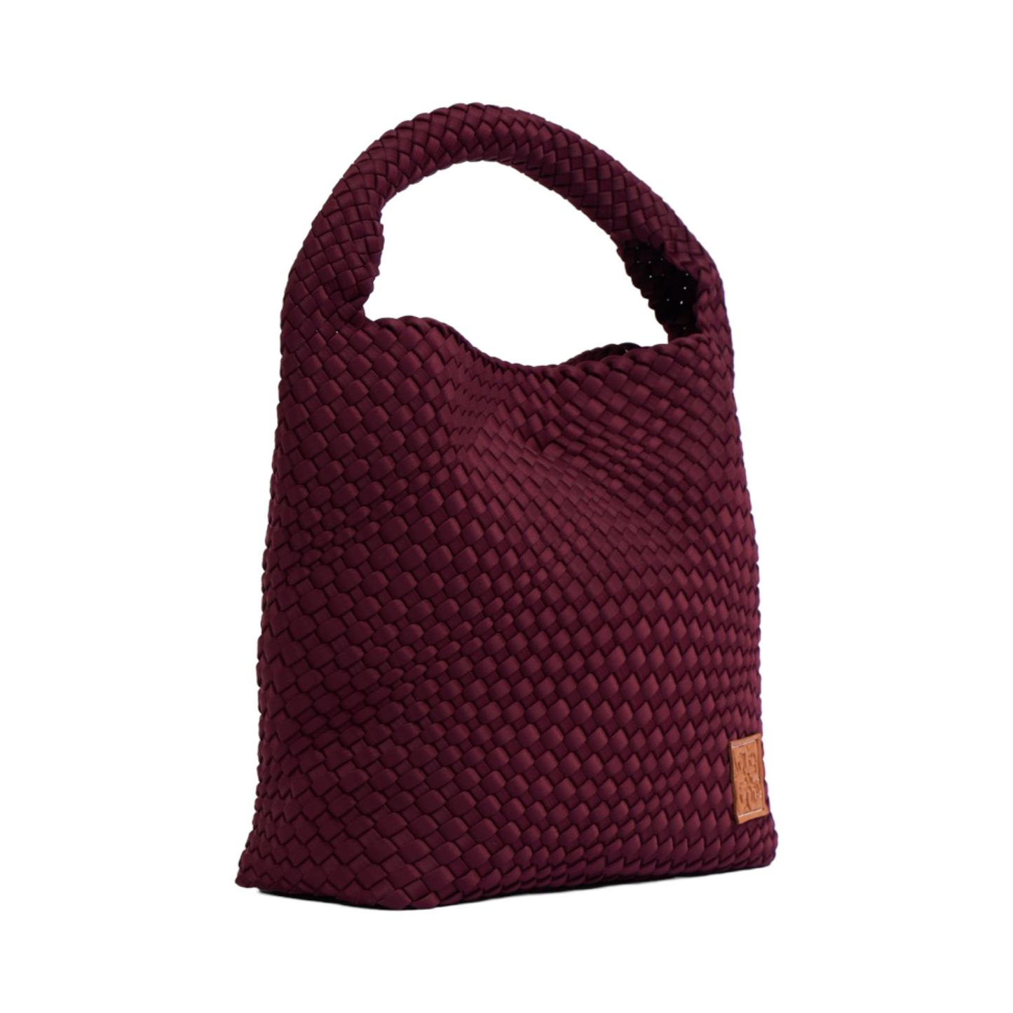 Woven Satin Tote Bag L - Burgundy