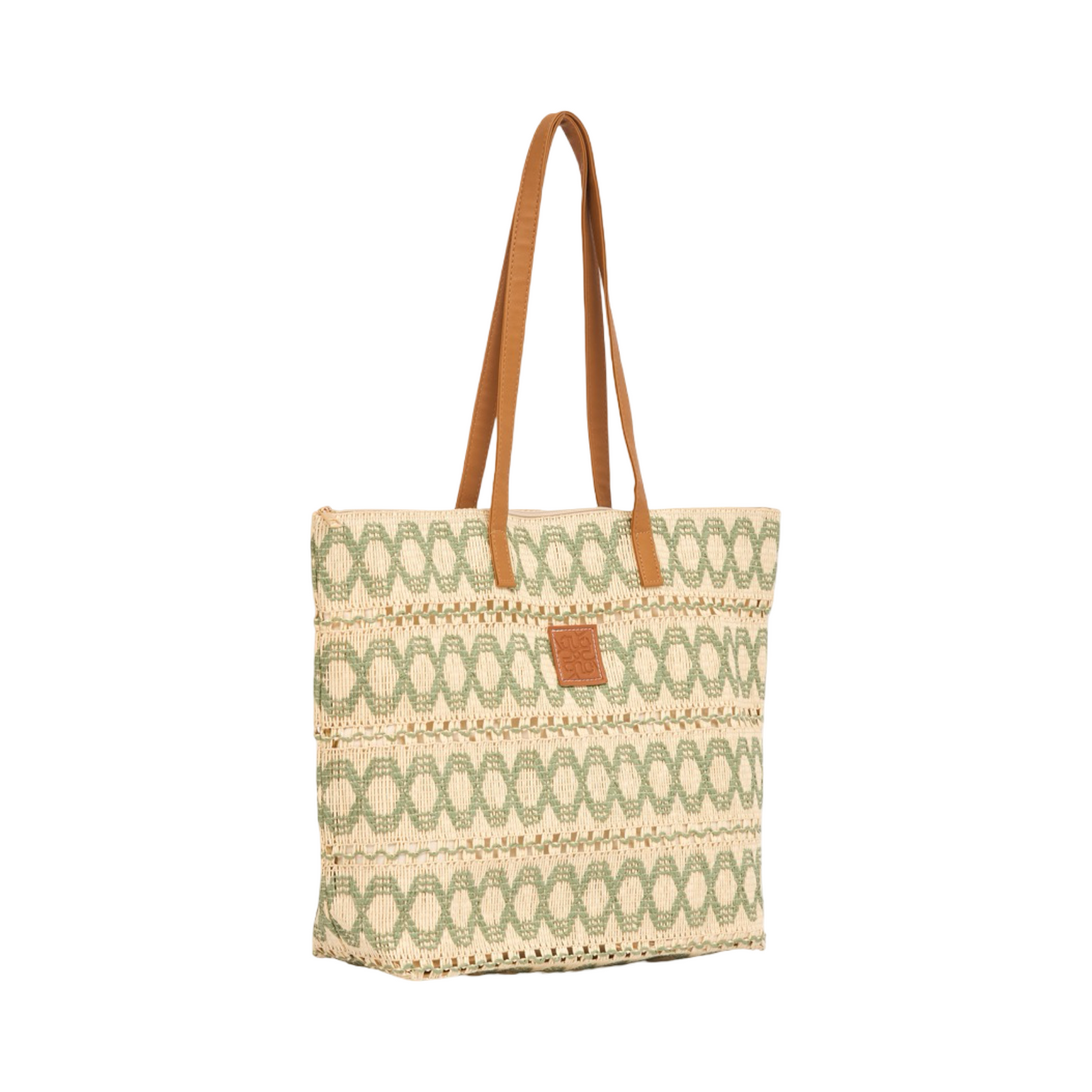 Knitted Colored Tote Bag - Green