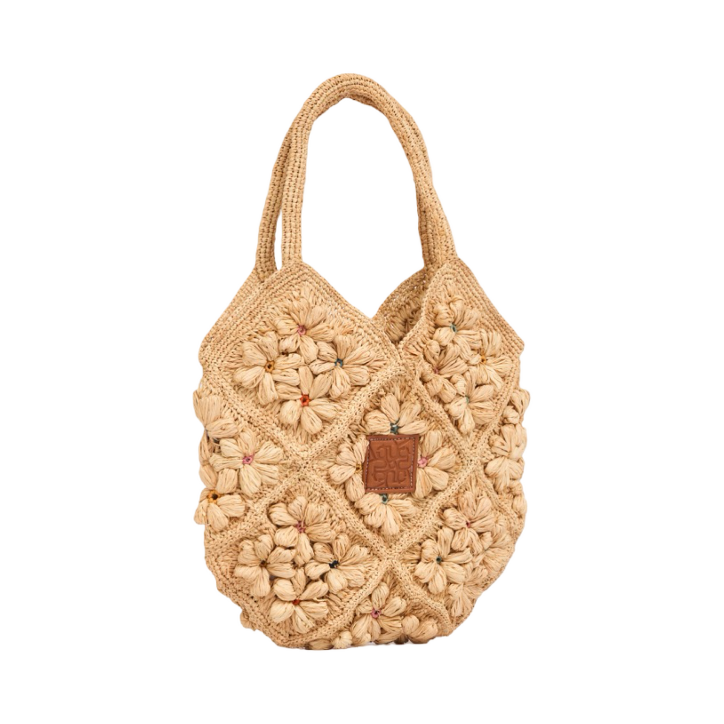 Everyday Floral Straw Shoulder Bag - Brown