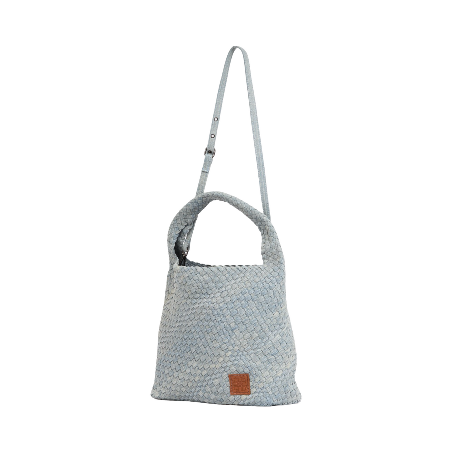 Midnight Weave – Denim Crossbody Bag L - Light