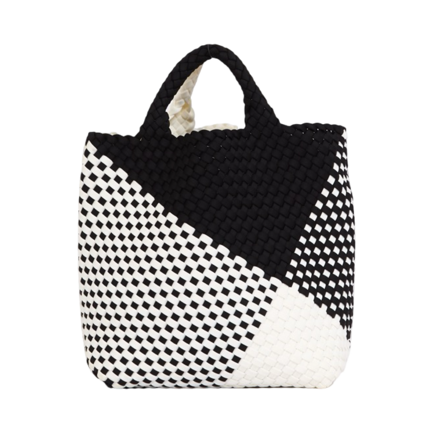 Woven Satin Checkered Tote M - Black