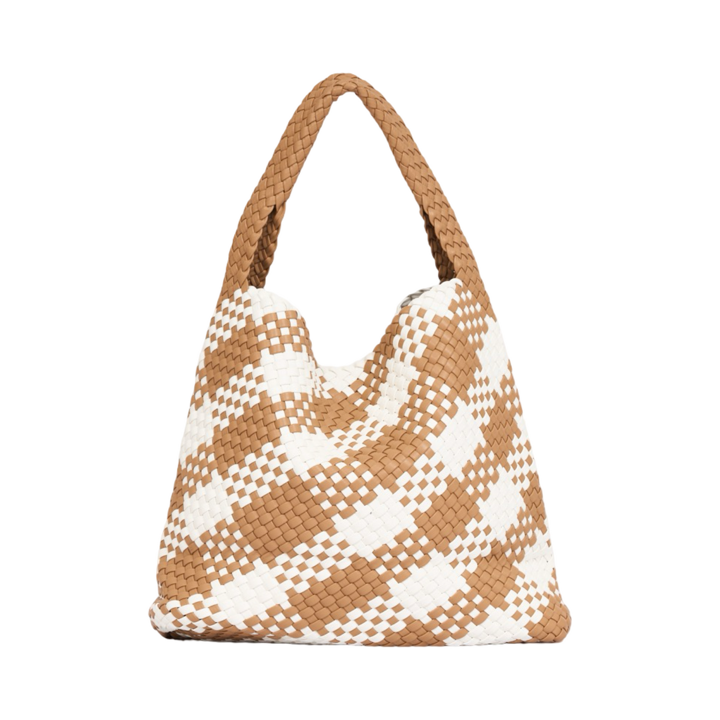 Woven Checkered Tote Bag XL - Brown