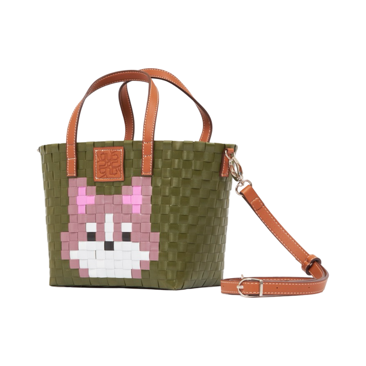Animal Basket Bag With Strap Husky S - Olive