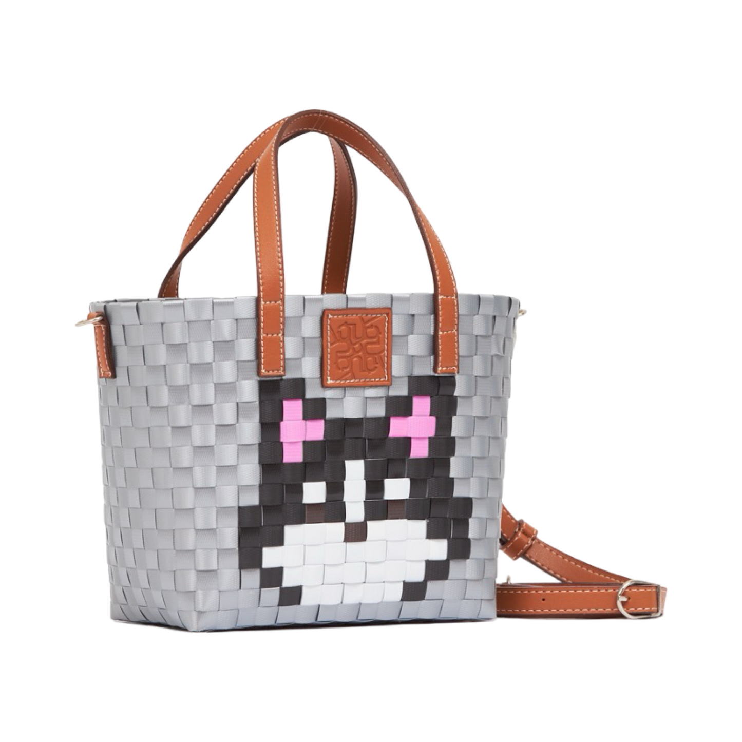 Animal Basket Bag With Strap Husky S - Silver