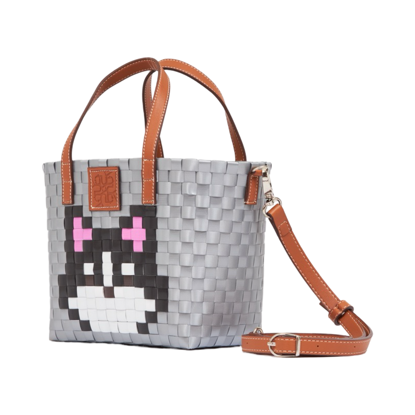 Animal Basket Bag With Strap Husky S - Silver