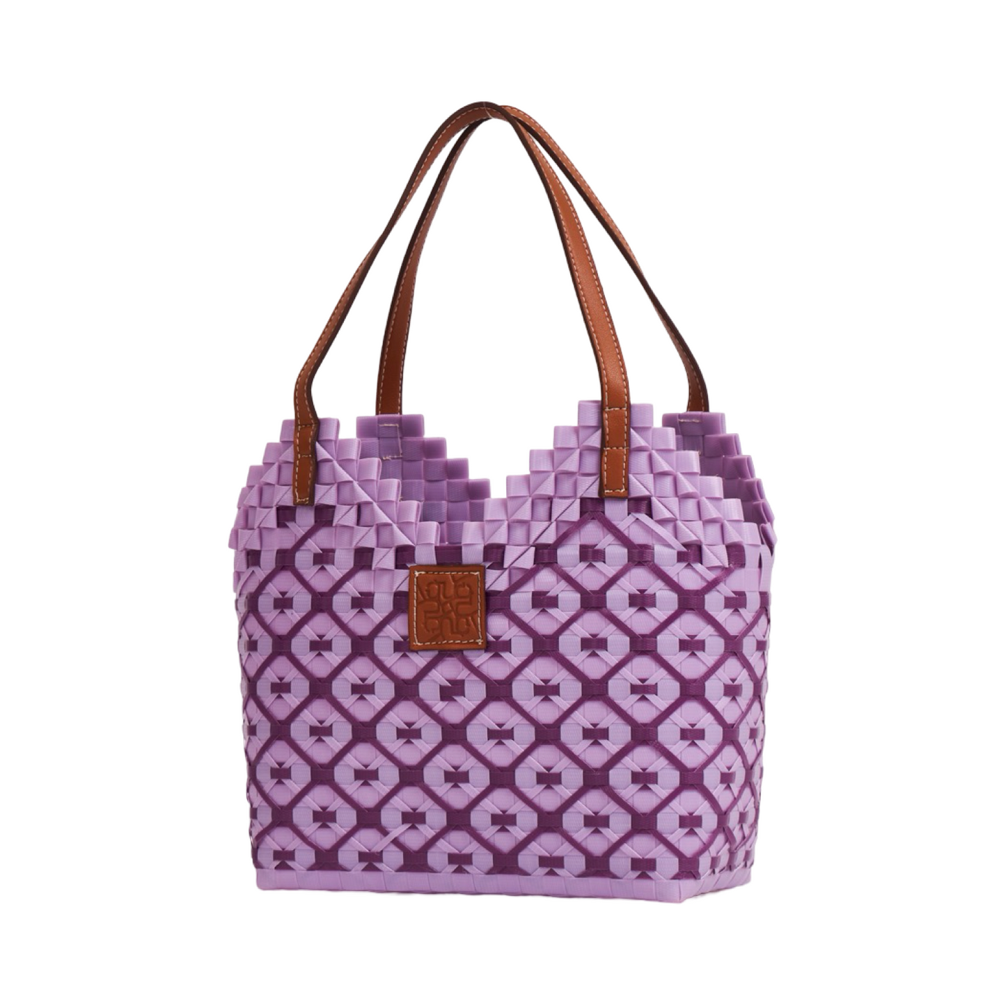 Thai Pattern Heart Basket Bag M - Purple